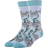 ooohyeah Mens' Novelty Aquatic Theme Crew Socks, Funny Crazy Ocean Dress Socks Gift, Fit Men's Shoe Size8-13