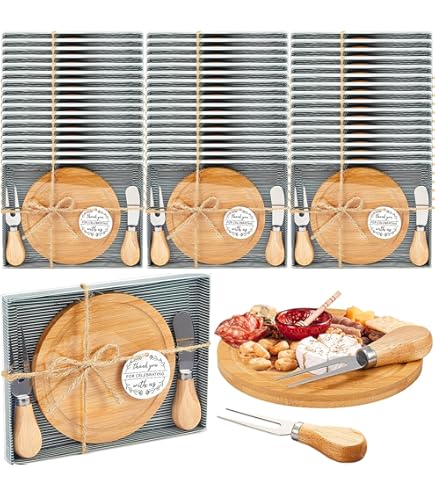 50 Set Bridal Shower Party Favors Wooden Square Cheese Board Gift Set - View #14