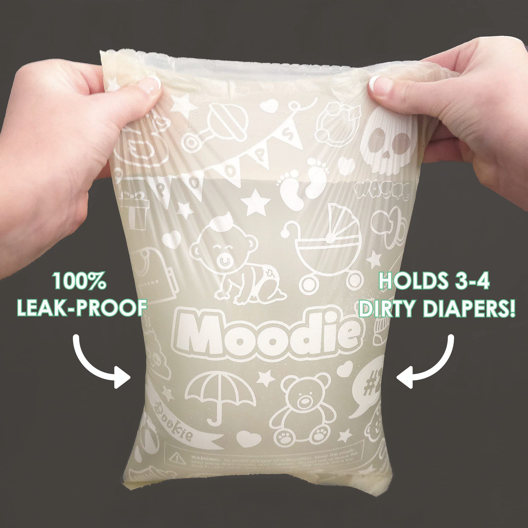 Moodie Disposable Diaper Bags Dispenser COMBO PACK | 105 VANILLA SCENTED Baby Poop Bags TOTAL | Dirty Diaper Trash Bags | Diaper Bags Disposable (VANILLA DREAM)
