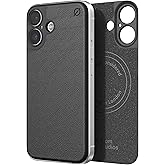 Atom Studios for iPhone 16 Plus Case Magnetic Soft Snap [Compatible with Magsafe] Vegan Agave Leather Phone Case for iPhone 16 Plus (6.7") - Carbon Black