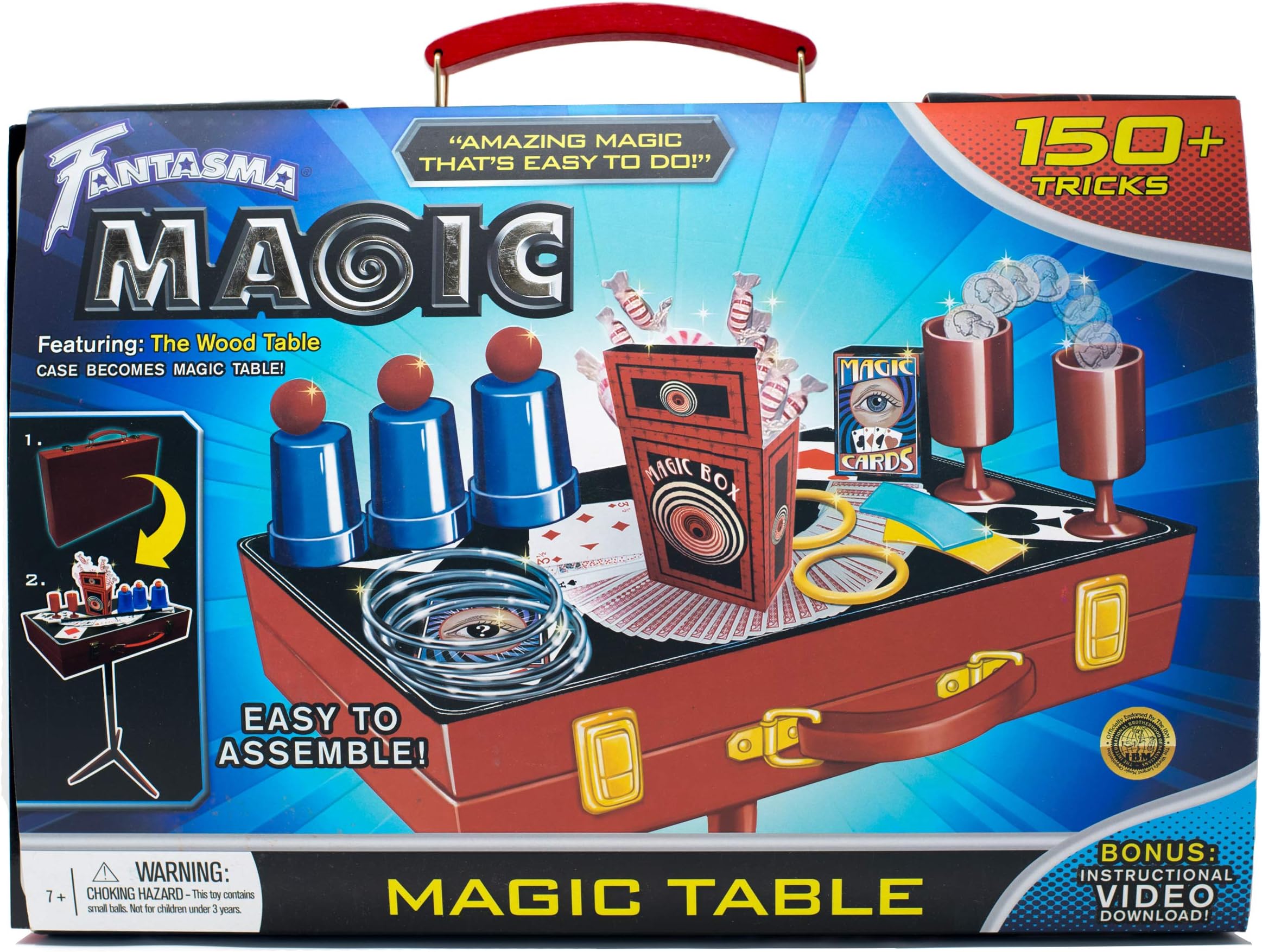 Fantasma Magic Trick Learning Kit for Kids and Adults - Magic Set with Wooden Carrying Case and Magician's Table Combo - Learn 150 Magic Tricks - 7 Years and Older