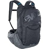 Evoc TRAIL PRO 16l protector backpack for day tours &amp; trail riding (Size: L/XL, LITESHIELD PLUS back protector, extremely lightweight, 3l hydration bladder compartment), Black/Carbon Grey