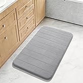 Yimobra Large Bath Mat 36"x24", Super Soft Quick Dry Memory Foam Bathroom Rug, Water Absorbent, Non Slip Backing Machine Washable for Tub Shower, Thick Comfort Support, Gray