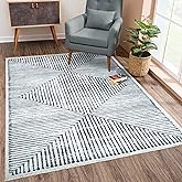 Bloom Rugs Caria Washable Non-Slip 4x6 Rug - Ivory/Black Striped Area Rug for Living Room, Bedroom, Dining Room, and Kitchen 