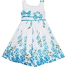 Sunny Fashion Girls Dress Rose Flower Double Bow Tie Party Sundress