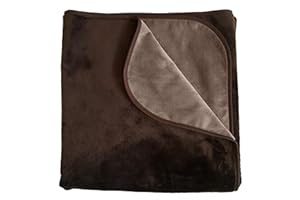 Mambe 100% Waterproof Silky Soft Throw for Dogs, Cats, and People (Medium 60"x 60", Chocolate-Cappuccino)