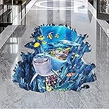 HK Studio 3D Floor Vinyl Sticker of Ocean Life - Easy Peel and Stick, Waterproof, Super Vivid Color, Undersea Play Room Decor
