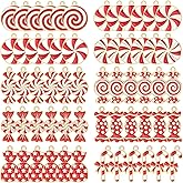 DTOFOOT Christmas Charms, 60Pcs Christmas Candy Charms for Jewelry Making, Holiday Red White Candy Cane Charm Pendants for Br