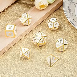 DnDnD White with Gold Number DND Dice Sets,Solid