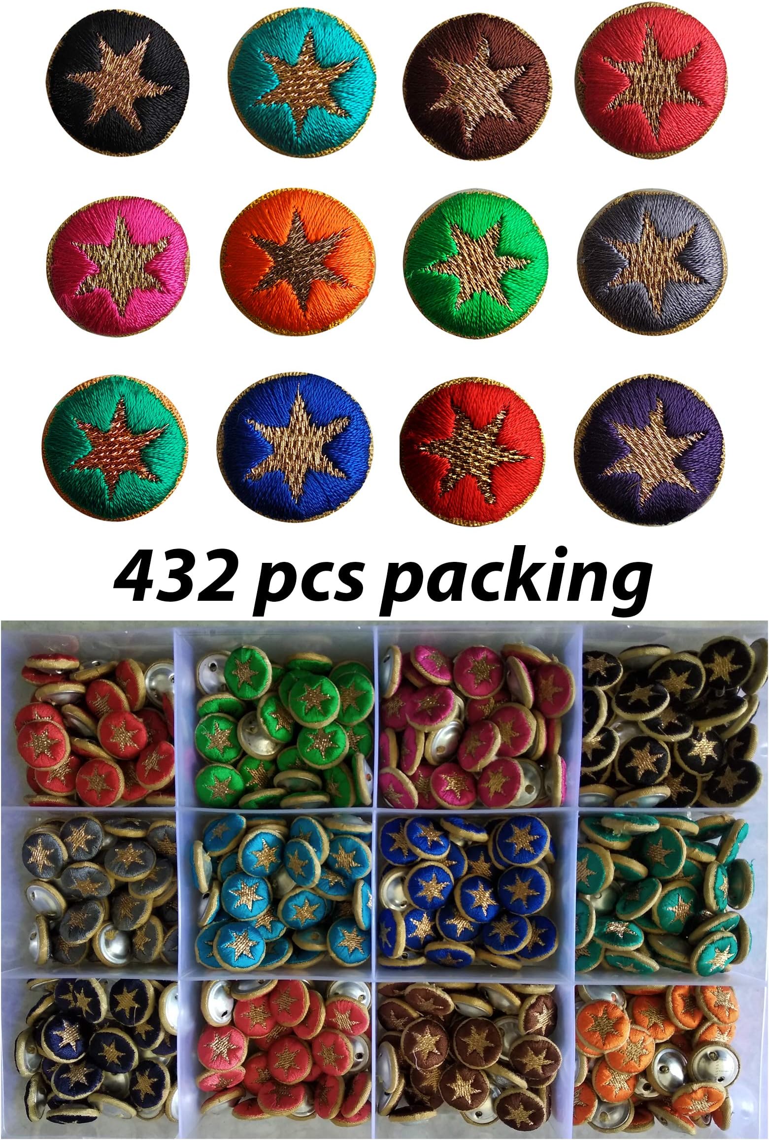 Tripti Products Box Buttons Packing for Womens Kurti Salwar Suit 12 Color Buttons for Men Sherwani Colorful Star Buttons