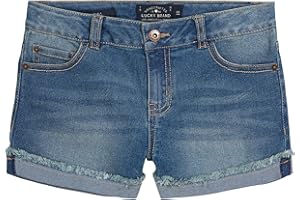 Lucky Brand Girls' Cuffed Jean Shorts, Stretch Denim with 5 Pockets, Mid to High Rise Waist