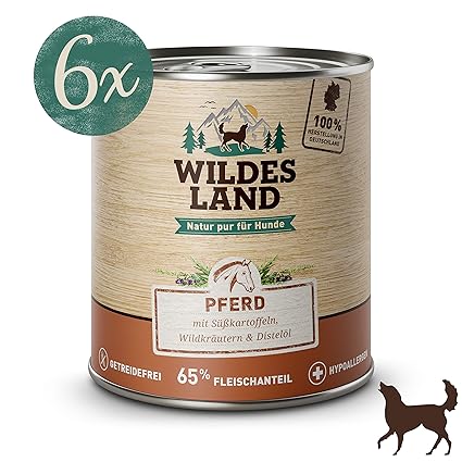 Wildes Land | Nassfutter für Hunde | mit Wildkräutern & Distelöl | Glutenfrei | Extra viel Fleisch | Beste Akzeptanz und Vert