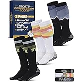 Pembrook Women & Men's Wide Calf Compression Socks - 3 Pairs - Fun Compression Socks for Women Socks | Mountains, GrySun, Trees XX-Large