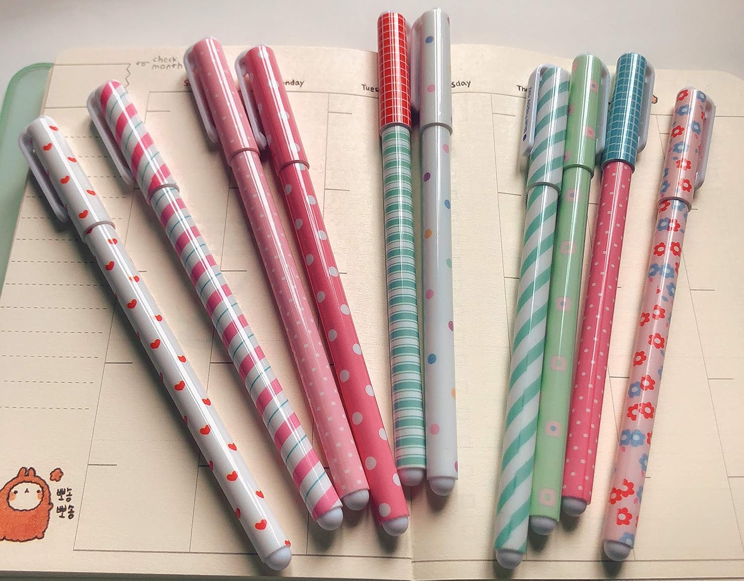 Amazon Li Hi ゲルインクペン カラフルローラーボールペン かわいい韓国漫画ピンペン かわいい文房具 子供 女の子 子供 学生 ティーン用 10色 カラースタイル ジェルインクボールペン 文房具 オフィス用品