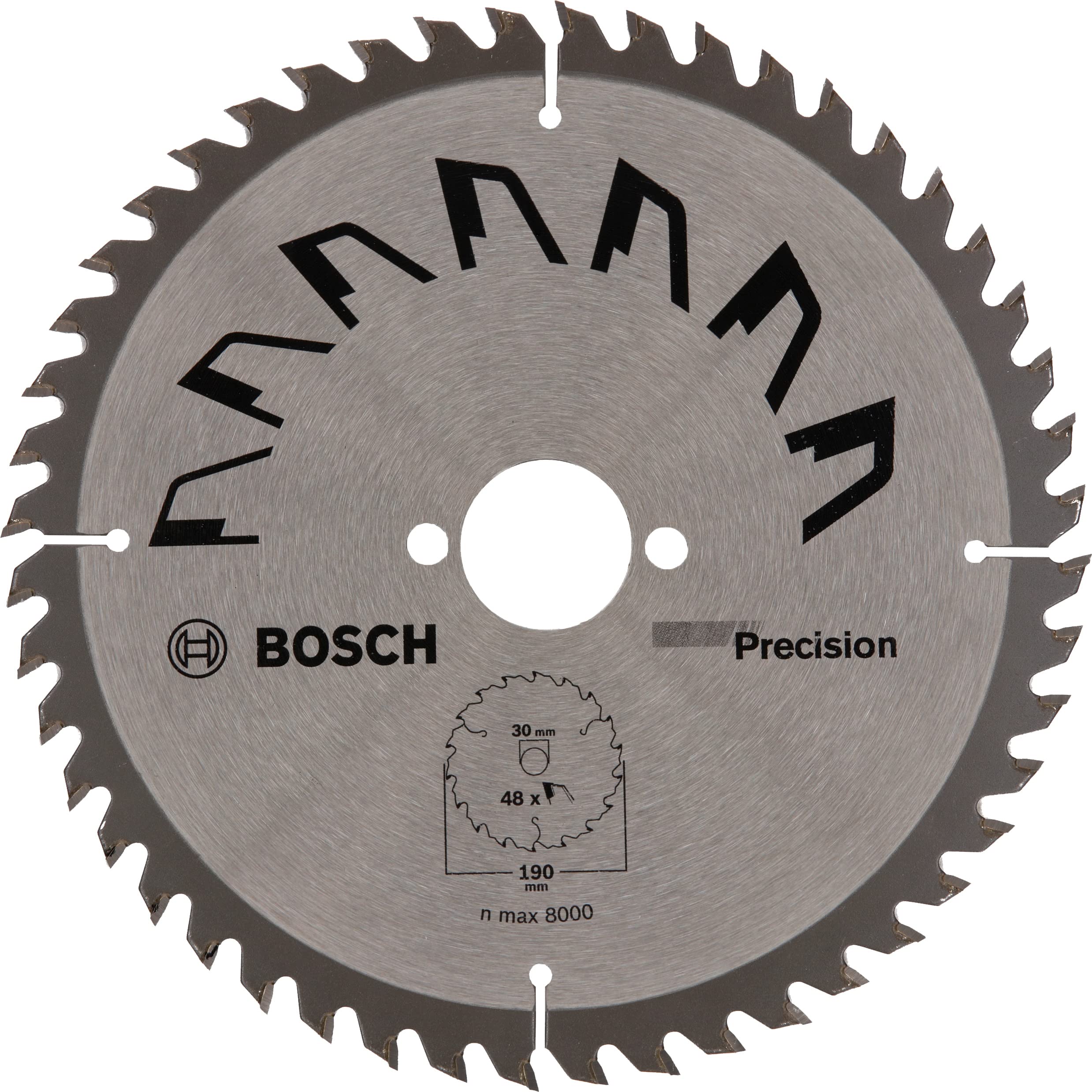 Bosch 1x Circular Saw Blade Precison (for Wood, Ø 190 x 2.5/1.5 x 30 mm, 48 Teeth, ATB, Accessories for Circular Saws)