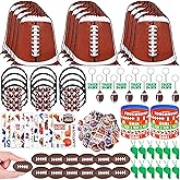 Elcoho 134-Piece Football Party Favors Set Drawstring Goodie Bags Bracelets Keychains Silicone Wristband Tattoo Stickers Mini Football Whistles for Sport-themd Party Supplies Birthday Gifts