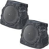 uuffoo 2-Pack Solar Powered Rock Speakers Outdoor Water-Resistant IP44 Rock Speaker with Lights RGB Colors and USB Charging for Patio Pool Party Yard Garden Outside