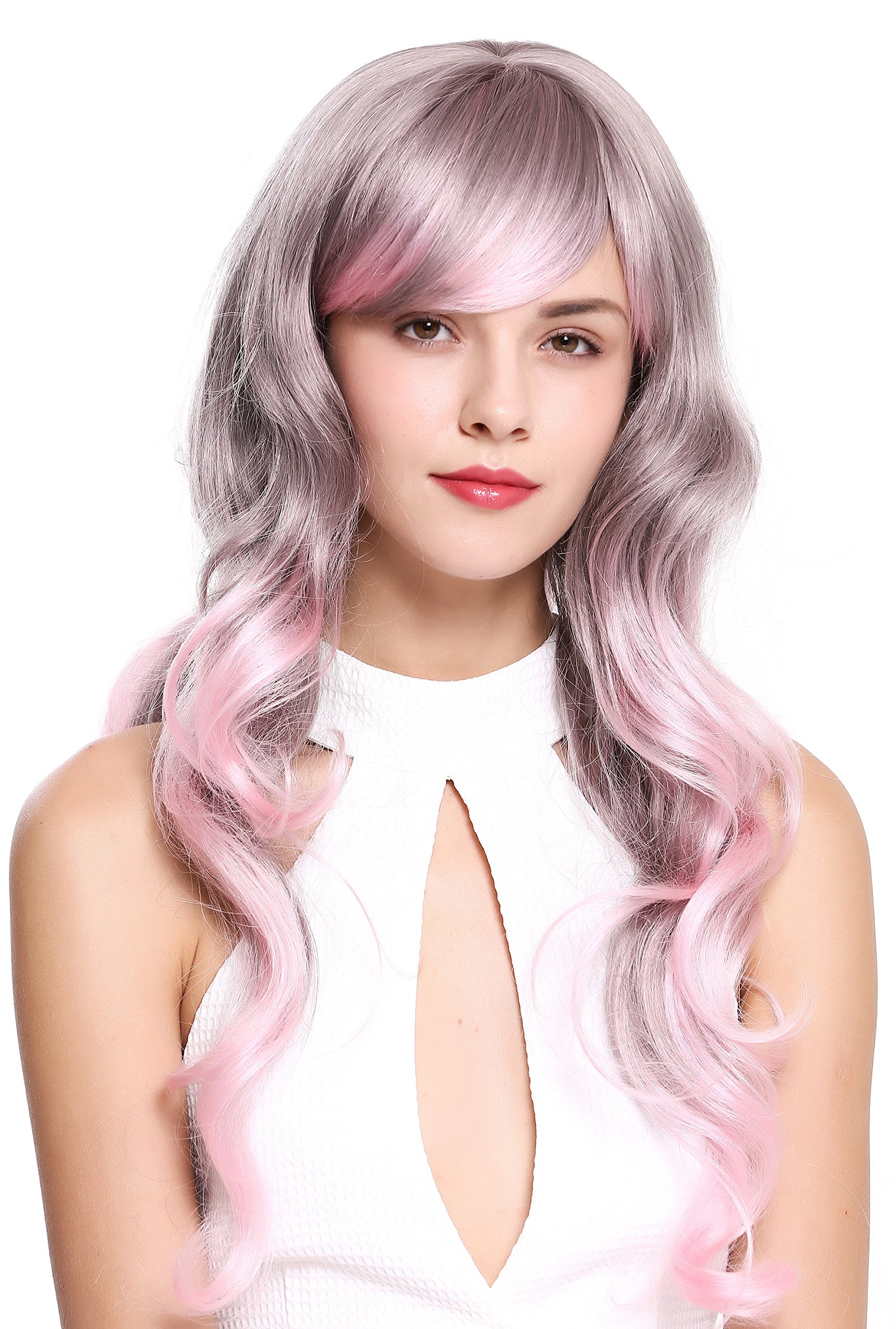 WIG ME UP - ZM-1666 Fairytale Lady Quality Cosplay Wig long wavy gray pink mix