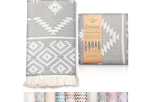 Mebien touche de la nature Turkish Towels Beach Towels Oversized (35”x67”) Beach Towels for Adults Quick Dry and Sand Free Beach Blanket 100% Cotton Towel - Vintage Dark Grey