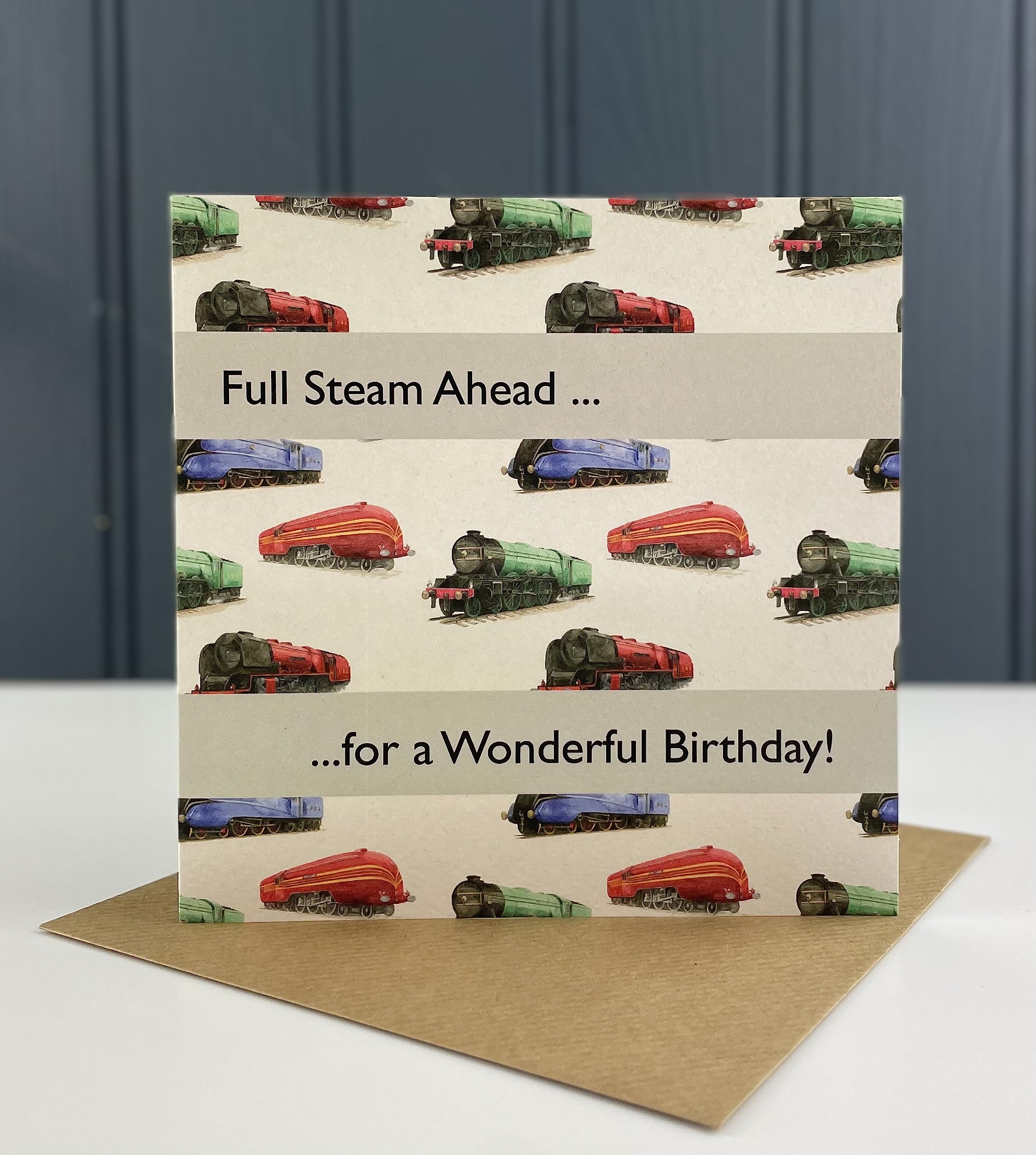 Steam and Desiel Engine Train Birthday Card - Quality Blank Birthday Card for Son, Husband, Dad, Grandad