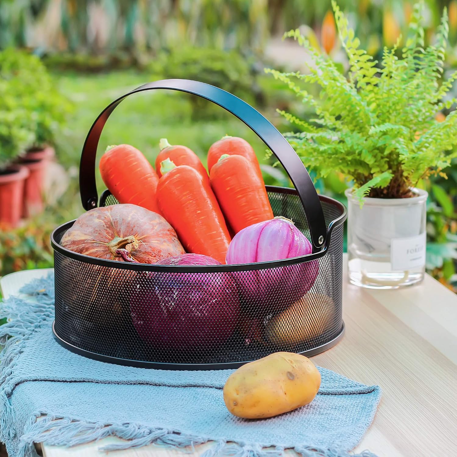 CESTINI DA CUCINA IN RATTAN, Set di 3, cestini da cucina