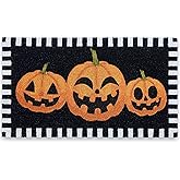 MAINEVENT Halloween Pumpkin Outdoor Mat 30x17 Inch, Jack-O-Lantern Halloween Rug for Covered Outdoor Area, Coir Doormat Outside Pumpkin Welcome Mat Fall Doormat