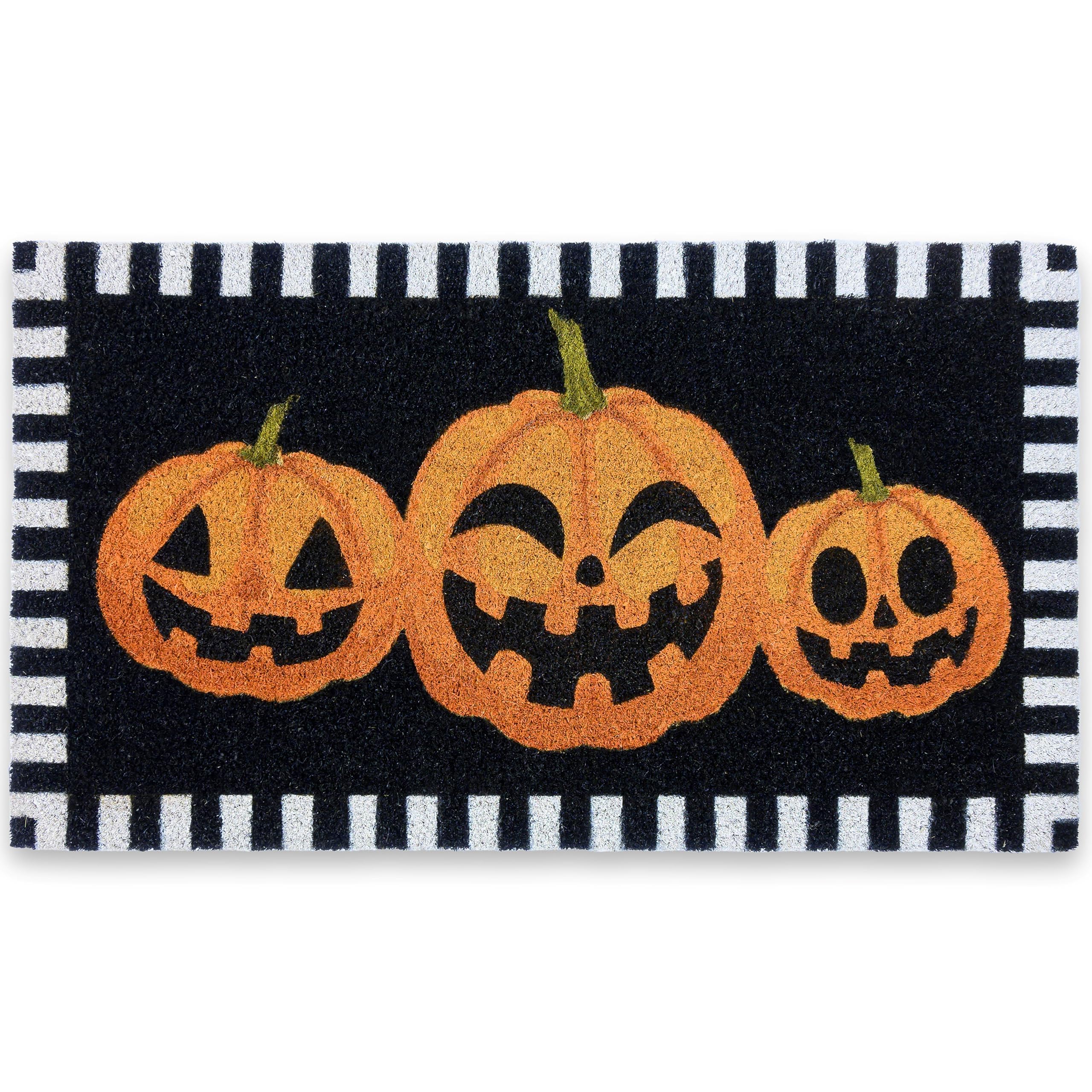 Photo 1 of Halloween Pumpkin Outdoor Mat 30x17 Inch, Jack-O-Lantern Halloween Rug for Covered Outdoor Area, Coir Doormat Outside Pumpkin Welcome Mat Fall Doormat