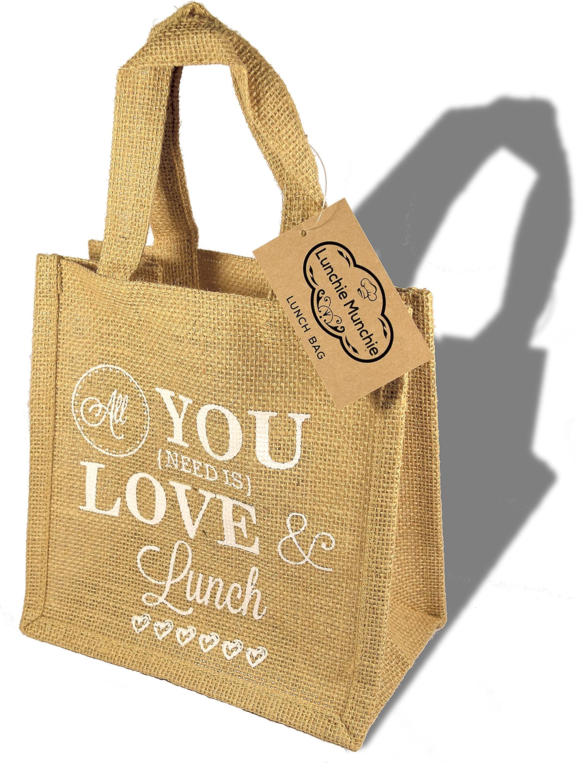 Eco Lunch Bag Lunchie Munchie - Beige" All You Need is Love and Lunch"