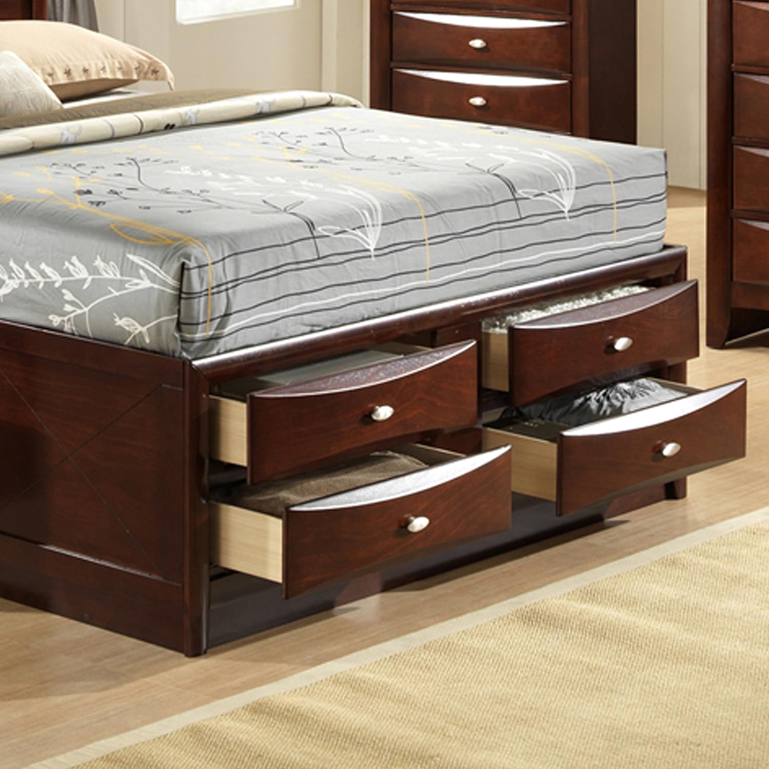 Amazon Roundhill Furniture Emily 111 Wood Storage Bed King
