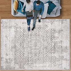 Area Rug 8x10 Vintage Rug: Large Washable Indoor
