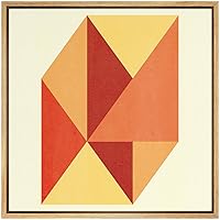 SIGNWIN Framed Canvas Wall Art Pink, Gold and Black Lines and Triangles Color Blocks Geometric Shapes Illustrations Modern Art Chic Colorful for Living Room, Bedroom, Office - 16x16 inches