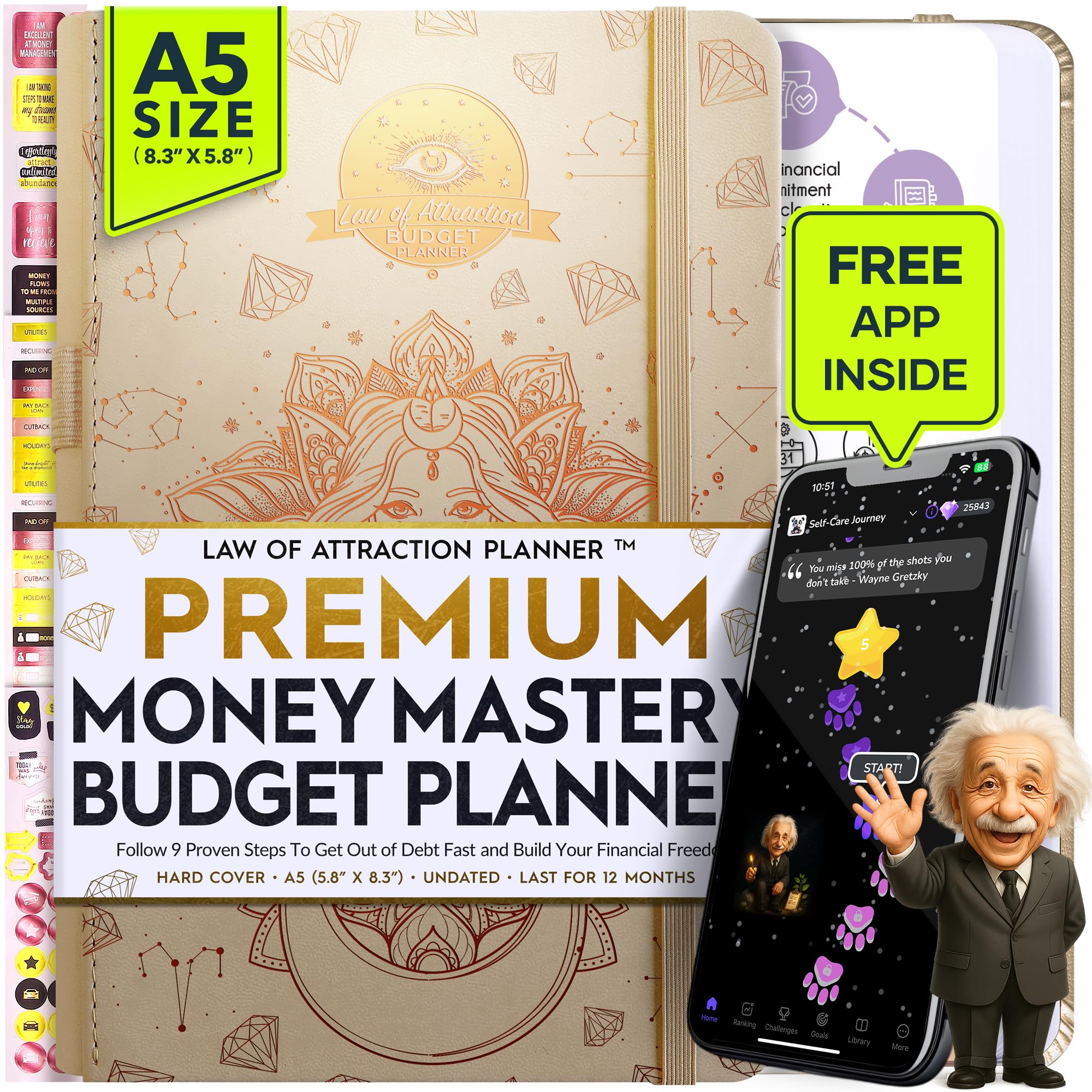 Budget Planner and Monthly Bill Organizer - Finance Planner, 12-Month Journey to Financial Freedom | Bill Payment Tracker Monthly Organizer, Money Saving & Expense Tracker | Undated Budgeting Journal