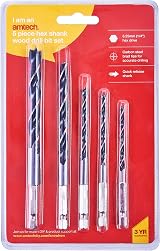 Amtech 5 Piece Hex Shank Wood Drill Bit Set 4 5 6 8 10mm 1/4 Quick Release view 2