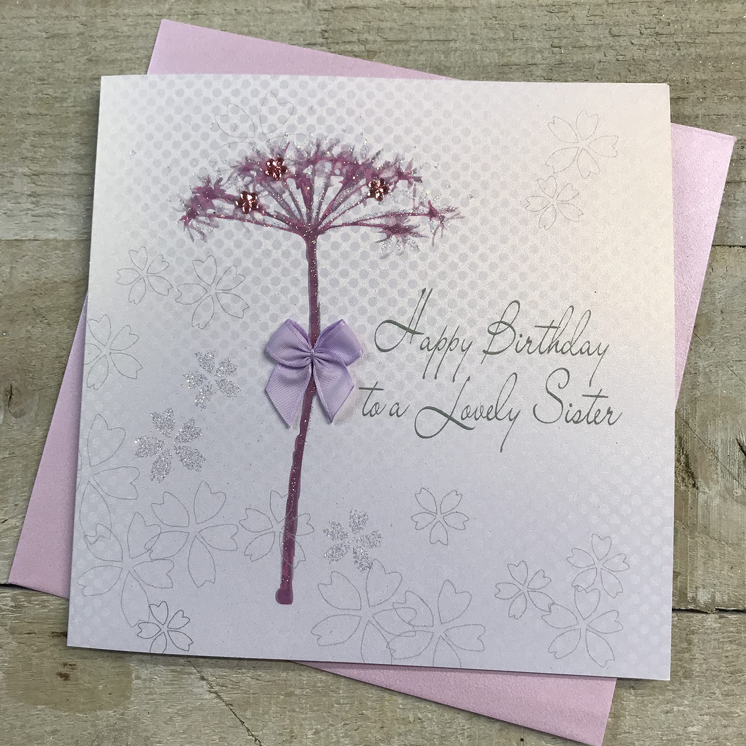 WHITE COTTON CARDS Happy Birthday to a Lovely Sister Handmade Card, Dandelion, BD65,16cm x 16cm