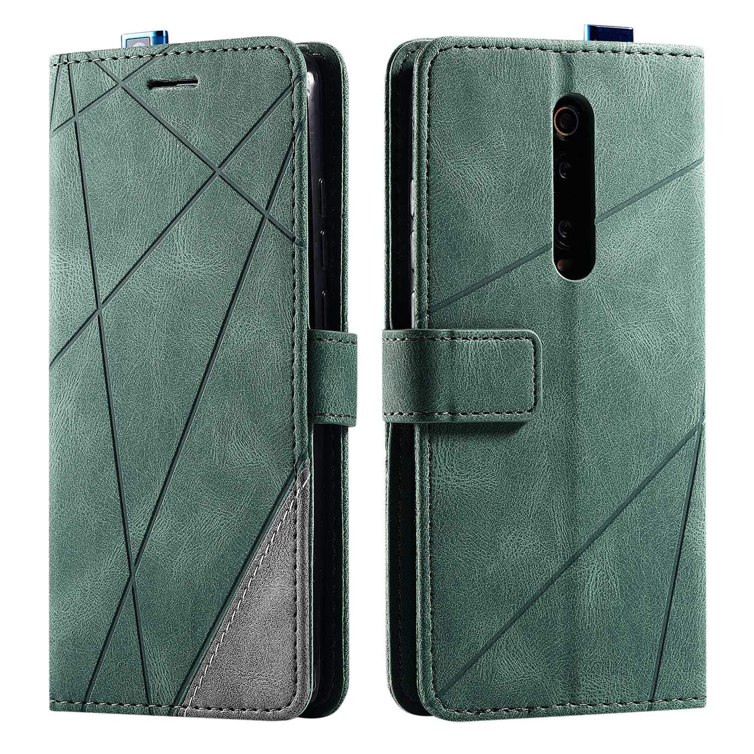 SONWO Case for Xiaomi MI 9T Case, Premium Leather Flip Wallet Case Magnetic Closure Card Slots Kickstand Phone Case for Xiaomi MI 9T, Green