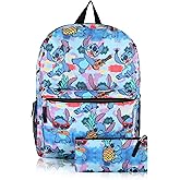 Fast Forward Disney Stitch School Backpack for Toddlers With Pencil Case | 16" Kids Bookbag for Boys, Girls, Unisex | LSCF84AR