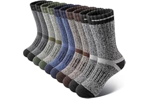 SIMIYA Thick Merino Wool Socks for Men Warm Hiking Socks Thermal Crew Socks in Cold Weather for Men & Women（5 Pairs）