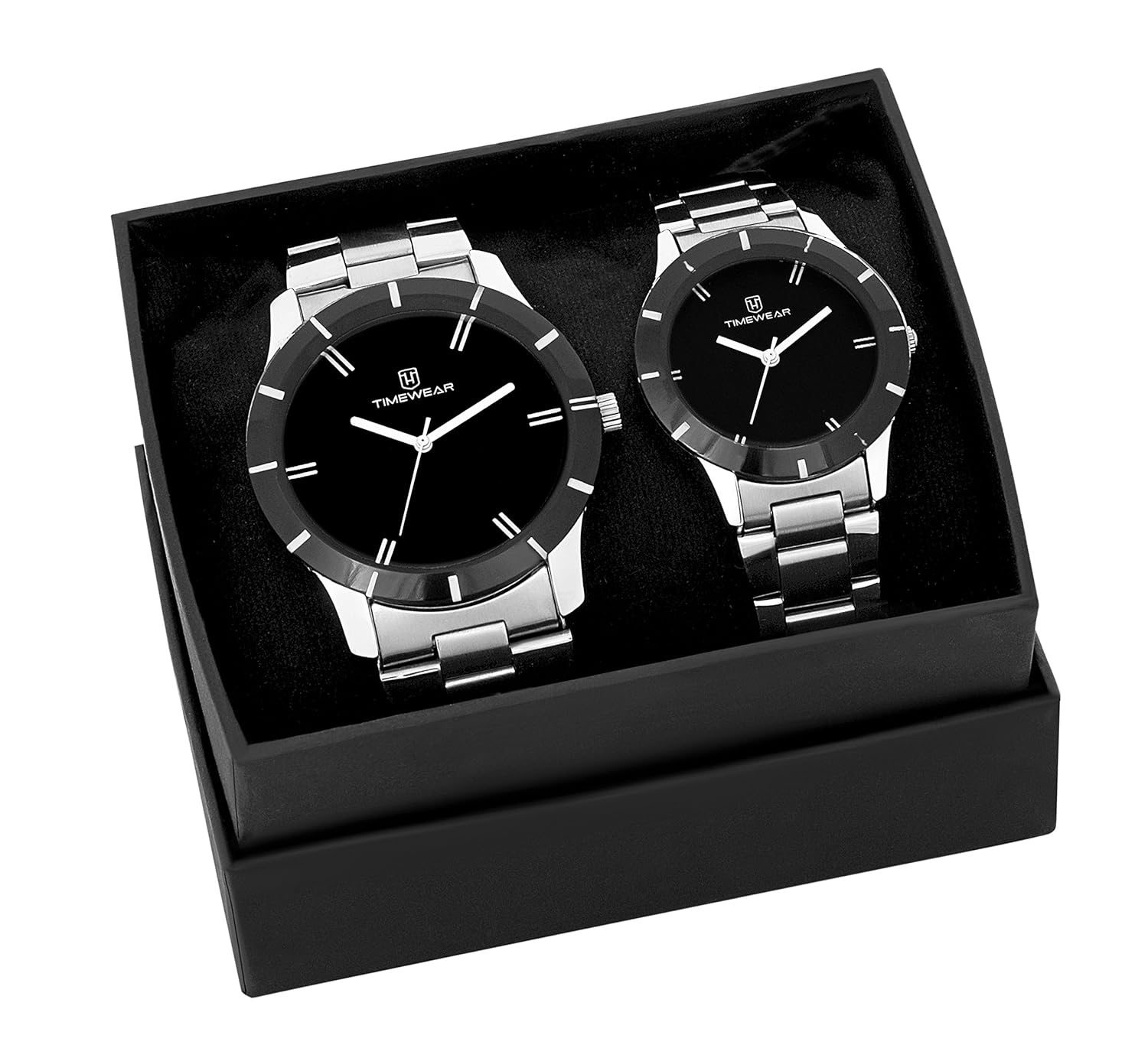 timewear analogue black dial unisex watch - 906chbdtcouple
