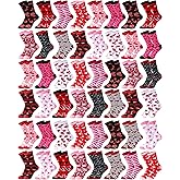 Shinymoon 48 Valentine's Day Socks for Women Holiday Pink Heart Novelty Crew Socks for Woman Valentine Birthday Office Gifts
