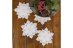 Heritage Lace Snowflake Doily, 9" Round, White, 4 Count