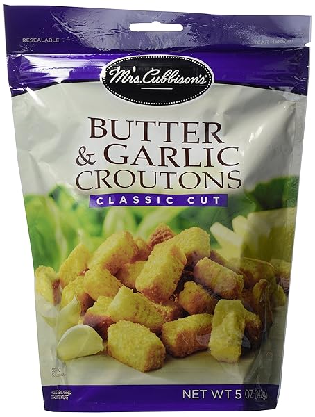MRS. CUBBISON’S FRENCH BREAD CROUTONS, GARLIC & BUTTER, 5 OZ