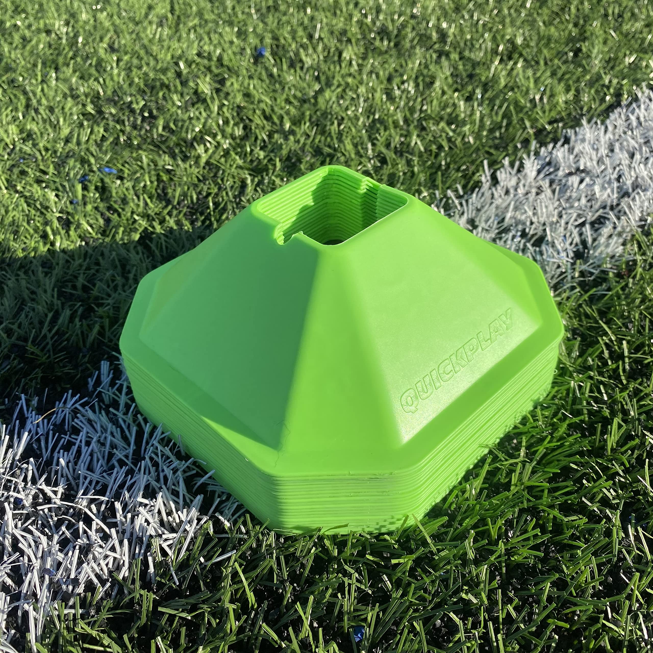 QUICKPLAY Sports Cones - Set of 20 | Highly Visible Compact Sports Cones (Standard Cones 165mm)