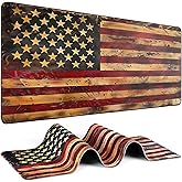 Mouse Pad Gaming - Desk Mat for Keyboard and Mouse - Large Mouse Pad for Desk, American Antique Flag Mousepad (31.5 x 11.8inch) with Non-Slip Base, Desks Pad Mat for Gaming, Office and Home