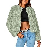 PRETTYGARDEN Women's 2026 Winter Coats Fleece Cropped Jacket Faux Fur Long Sleeve Pockets Shaggy Warm Outerwear Fall Clothes