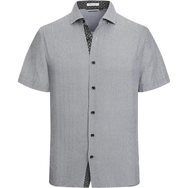 amazon mens dress shirts Amazon.com: Alex Vando Mens Print Button Down Shirts Short Sleeve Business  Casual Dress Shirts,Black Diamond,S : Clothing, Shoes & Jewelry