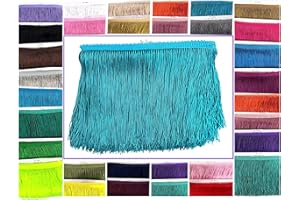 SEW TRENDS 10 Yards of 6" Long Chainette Fringe Thread Yarn Tassel Trim Braid Fringe for Crafts Sewing and Decor-Turquoise