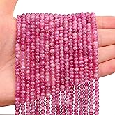 AUREHEN 2 Strands Colored Pink Tourmaline Jade Beads for Jewerly Making, 3 * 4mm Faceted Rondelle Gemstone Crystal Beads for DIY Bracelet Necklace Crafts