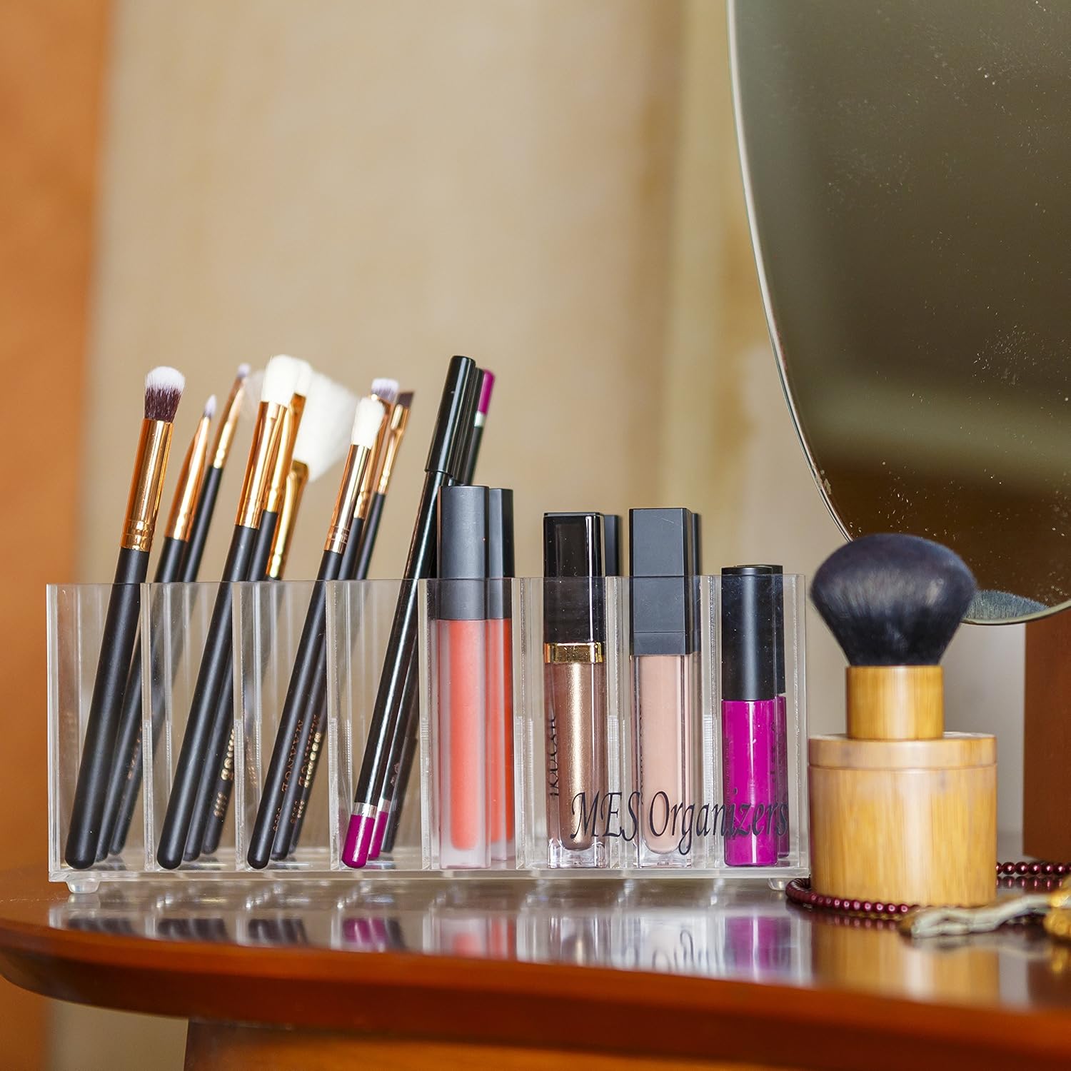 Acrylic Lip Gloss And Lipstick Organizer Holder 24 Space Clear Cosmetic Storage Makeup Organizers For Counter For Lip Glosstall