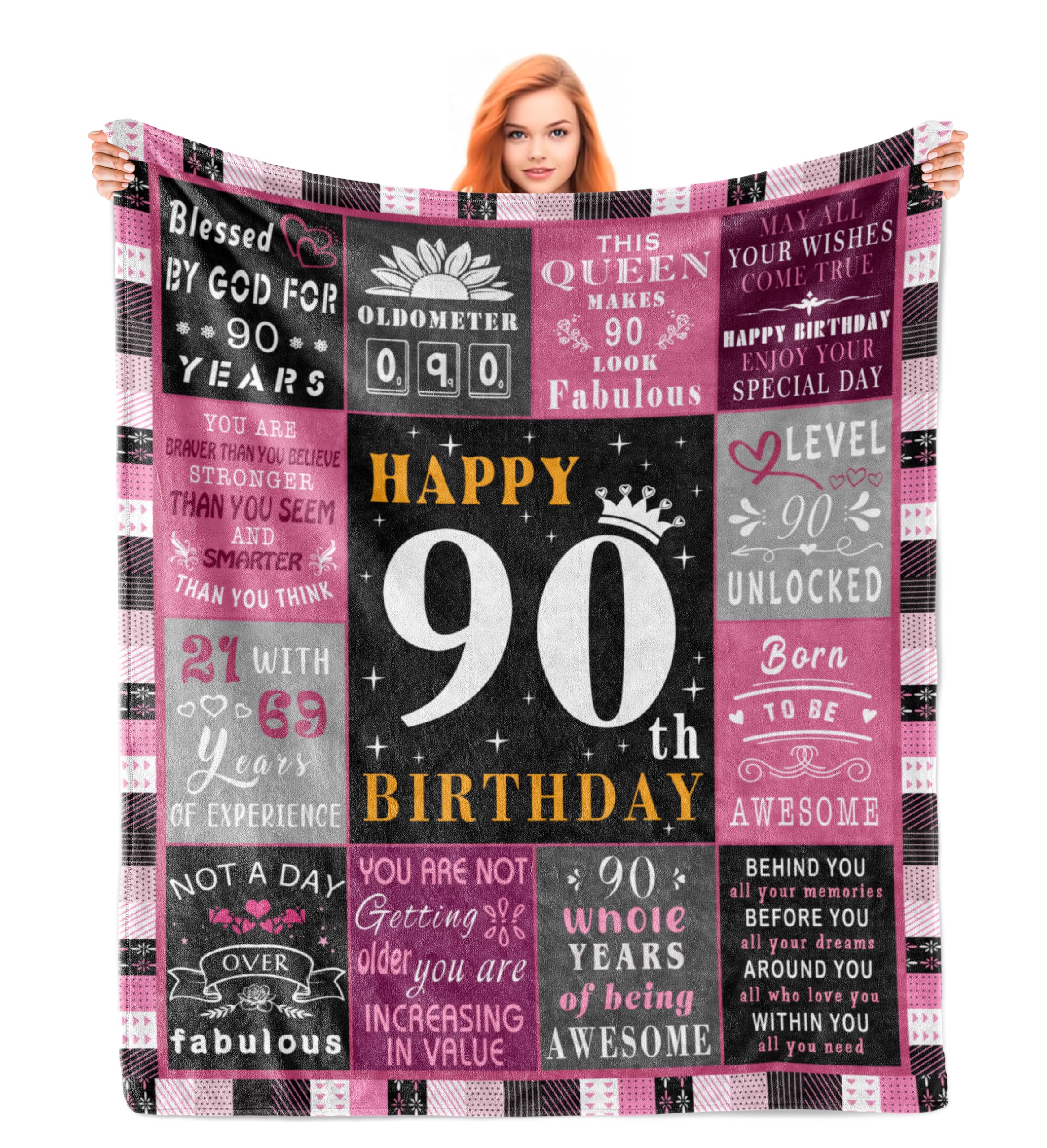 Photo 1 of Noxkioy 90th Birthday Gifts for Women, 90 Year Old Birthday Gifts for Women, Gift for 90 Year Old Woman, 90th Birthday Decorations for Woman Blanket 60"x50"