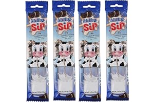 Milky Sip Magical Milk Straws - 4 Packs of 5 Pcs Each Cookies and Cream Flavored Straws For Milk, 20 Milk Flavoring Straws for Kids. Makes Children Want and Love to Drink Milk